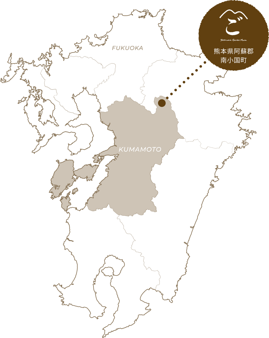 吉原ごんべえ村が熊本北部に位置することを示す地図